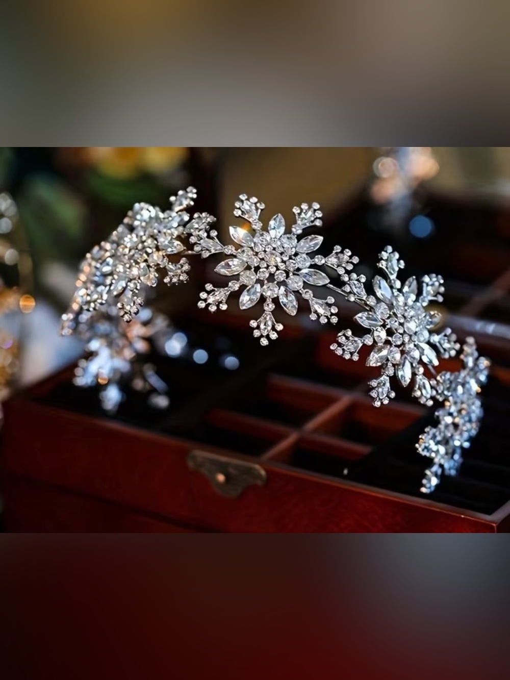 Sparkling Crystal Floral Bridal Tiara - Silver Clear